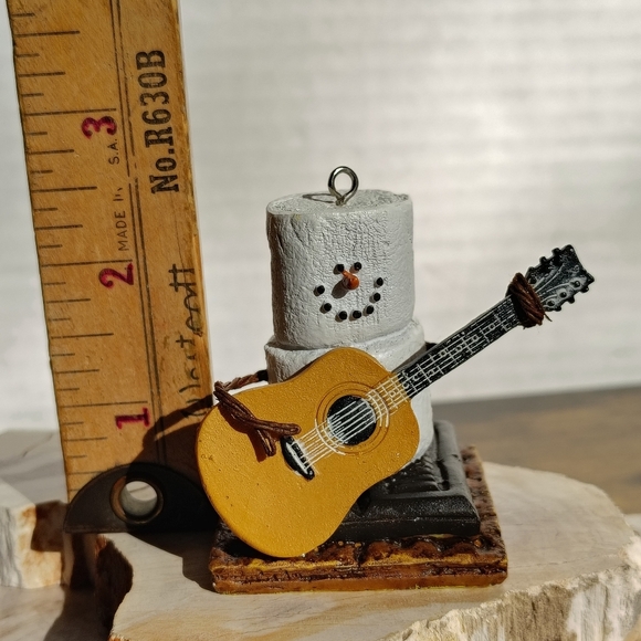 Original S'MORES Christmas Ornament 2003 Marshmallow Snowman Playing Guitar - Picture 8 of 8